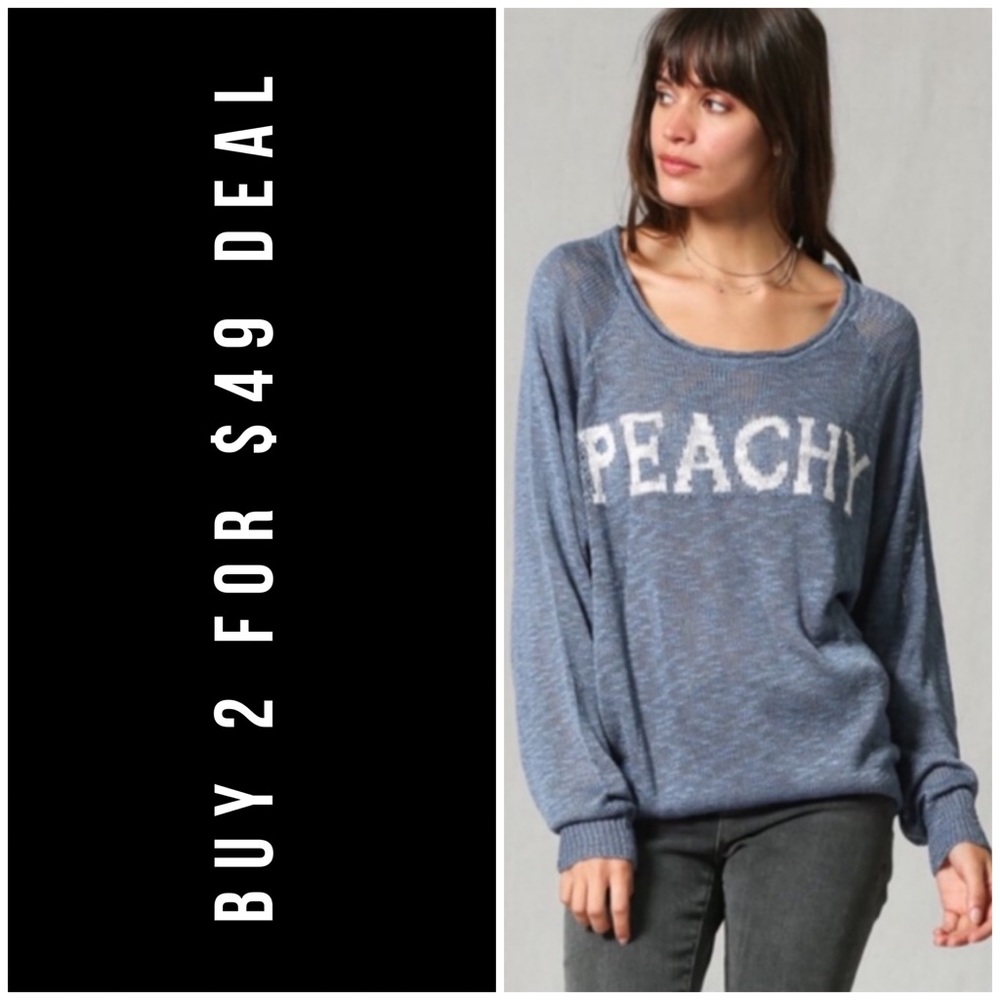 ☀️BLUE “PEACHY” KNIT TOP